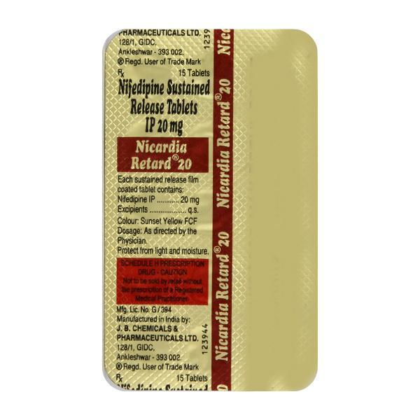 Nicardia Retard 20mg Tablet 15'S