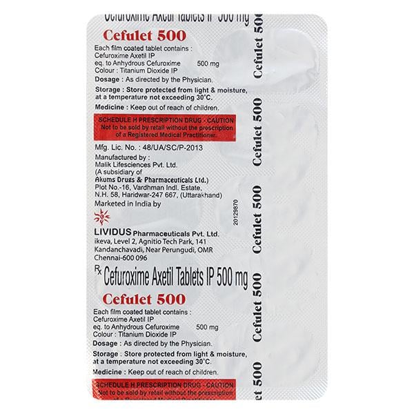 CEFULET 500 Tablet 10's