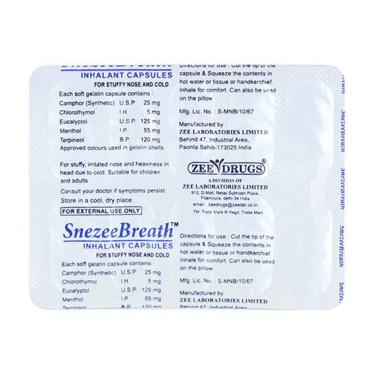 SNEZEEBREATH Inhalation Capsule 10's - Global Surgicals