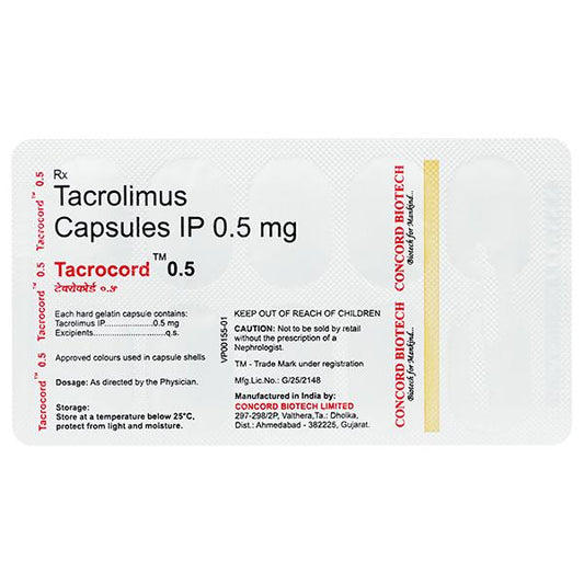 TACROCORD 0.5mg Capsule 10's