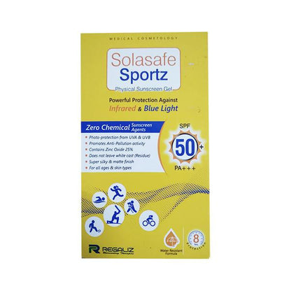 SOLASAFE SPORTZ SPF 50 + PA+++ PHYSICAL SUNSCREEN Gel 50gm - Global Surgicals