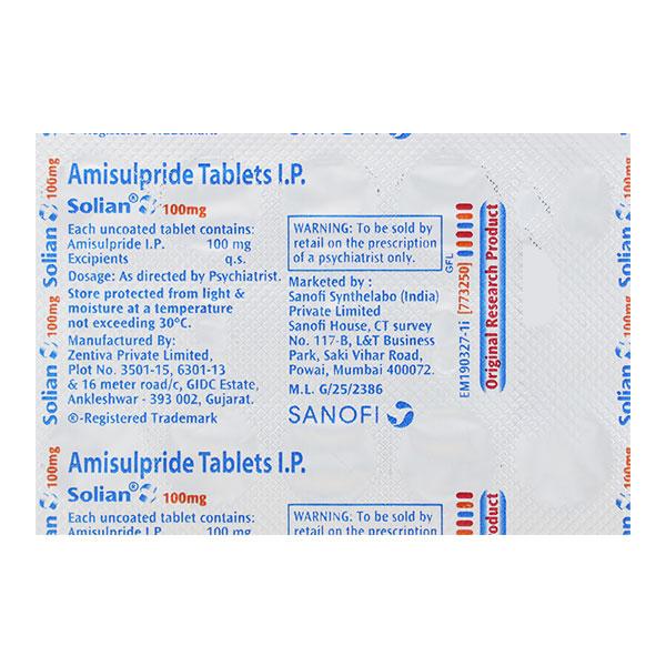 Solian 100mg Tablet 10'S - Global Surgicals