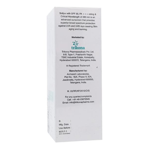 SOLIJUV SPF 50 PA+++ UVA UVB SILICONE Sunscreen Gel 50gm - Global Surgicals
