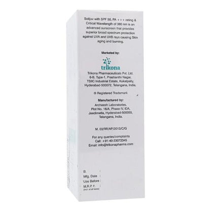 SOLIJUV SPF 50 PA+++ UVA UVB SILICONE Sunscreen Gel 50gm - Global Surgicals