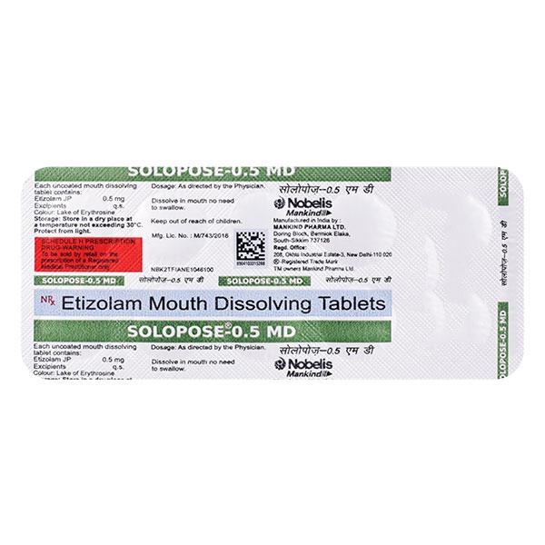 Solopose MD 0.5mg Tablet 10'S - Global Surgicals