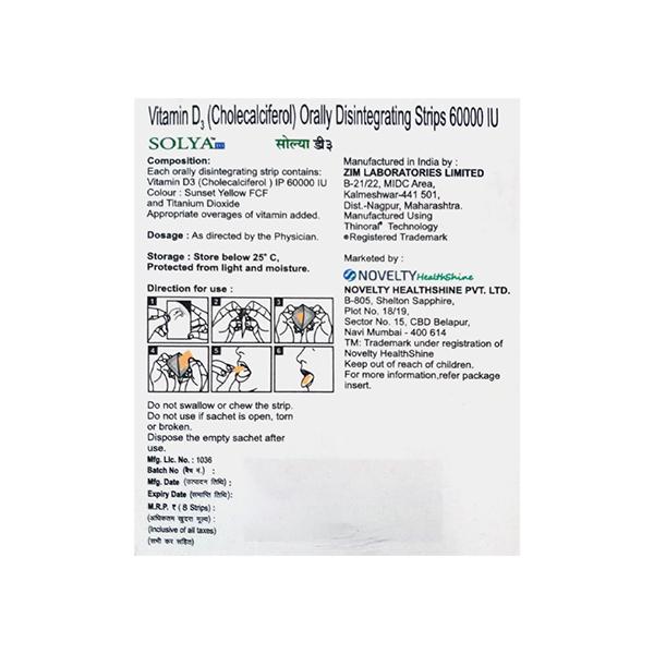 SOLYA D3 Sugar Free Oral Disintegrating Strips 1's - Global Surgicals