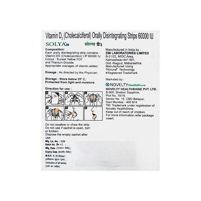 SOLYA D3 Sugar Free Oral Disintegrating Strips 1's - Global Surgicals