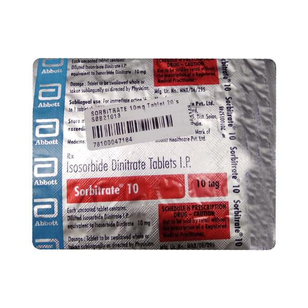 Sorbitrate 10mg Tablet 50'S - Global Surgicals