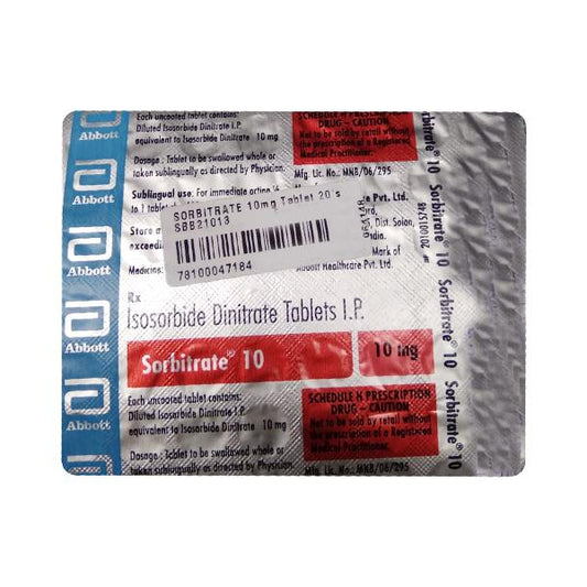 Sorbitrate 10mg Tablet 50'S - Global Surgicals