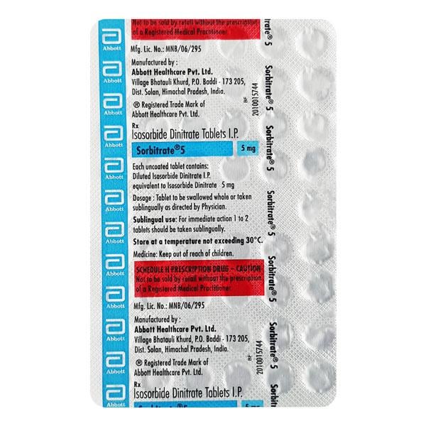 Sorbitrate 5mg Tablet 50'S - Global Surgicals