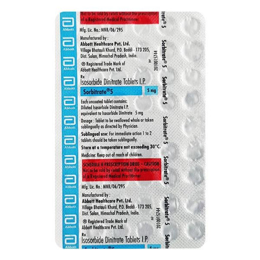 Sorbitrate 5mg Tablet 50'S - Global Surgicals