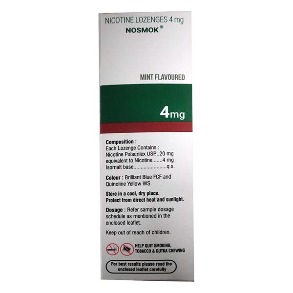 NOSMOK SUGAR FREE MINT FLAVOURED 4mg Lozenges 12's