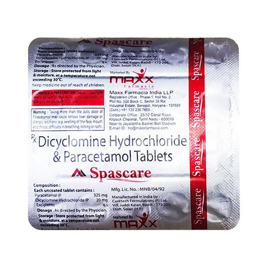 SPASCARE Tablet 20's - Global Surgicals