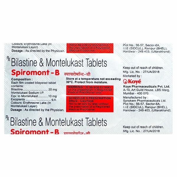 SPIROMONT B Tablet 10's - Global Surgicals