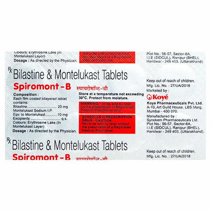 SPIROMONT B Tablet 10's - Global Surgicals