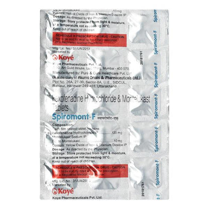 SPIROMONT F Tablet 15's - Global Surgicals