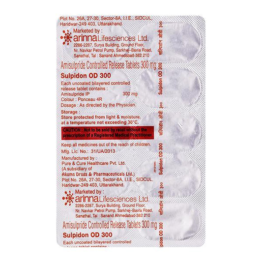 Sulpidon OD 300mg Tablet 10'S - Global Surgicals