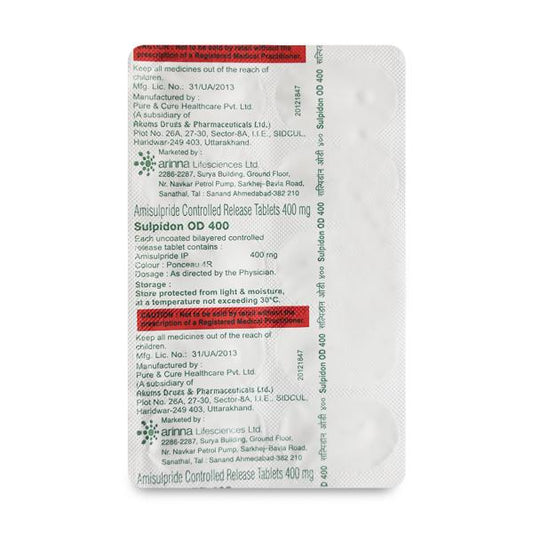 Sulpidon OD 400mg Tablet 10'S - Global Surgicals