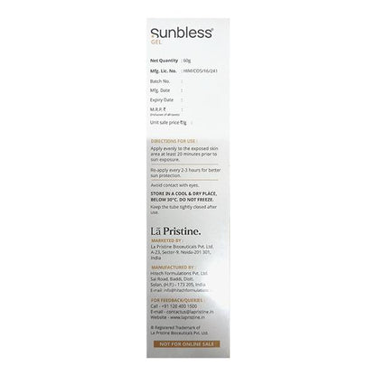 SUNBLESS SPF 50+ & PA+++ ANTI POLLUTION SUNSCREEN Gel 60g - Global Surgicals