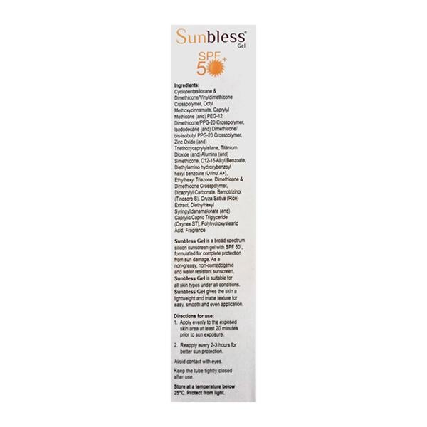 Sunbless SPF 50+ PA+++ Silicon Sunscreen Gel 60gm - Global Surgicals
