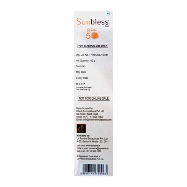 Sunbless SPF 50+ PA+++ Silicon Sunscreen Gel 60gm - Global Surgicals