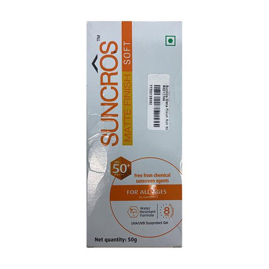 Suncros Matte Finish Soft 50+ Gel 50gm - Global Surgicals