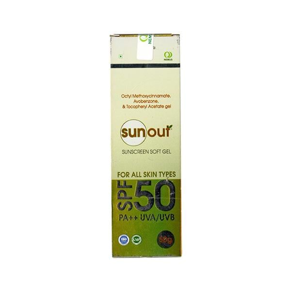 SUNOUT SPF 50 PA++ UVA/UVB Sunscreen Soft Gel 50gm - Global Surgicals