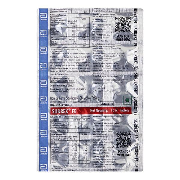 SURBEX FE Chewable Tablet 15's - Global Surgicals