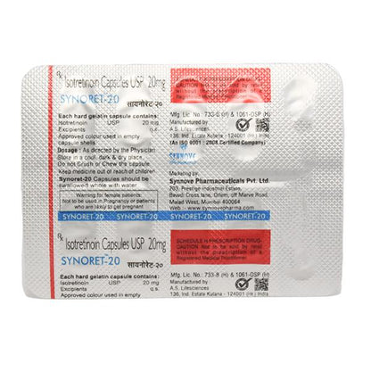 SYNORET 20 Capsule 10's - Global Surgicals