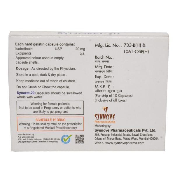 SYNORET 20 Capsule 10's - Global Surgicals
