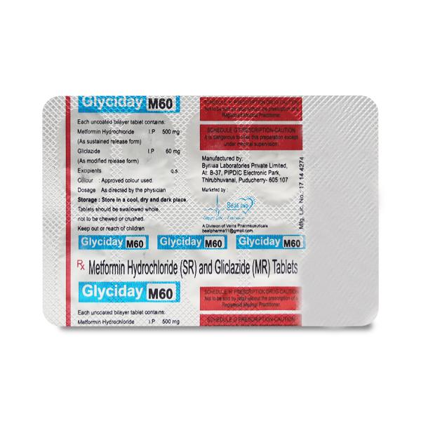 GLYCIDAY M 60mg Tablet 10's