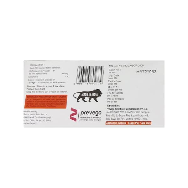 CEFPOVAC 200 Tablet 10's