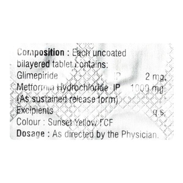 GLIMED MF 2/1000 SR Tablet 10's