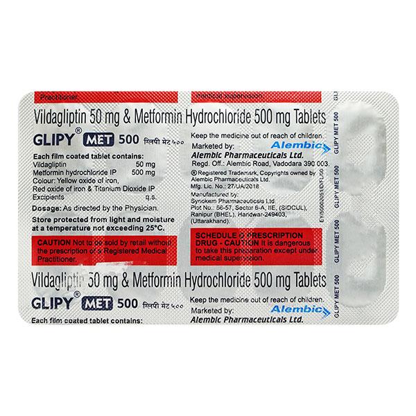 GLIPY MET 500mg Tablet 10's