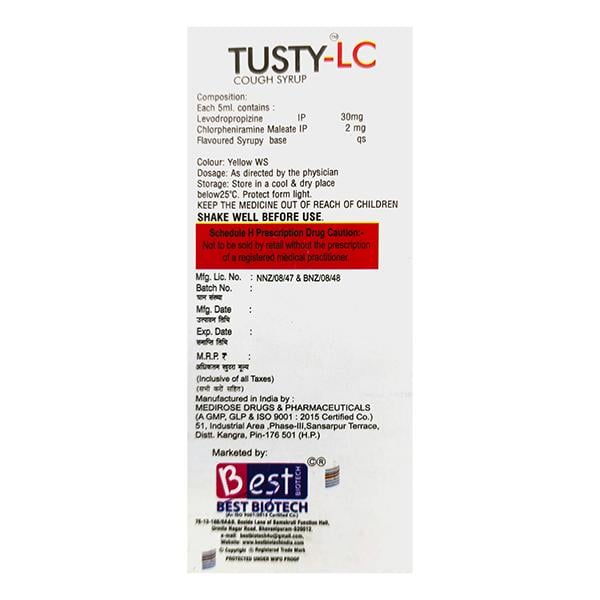 TUSTY LC SUGAR FREE Syrup 60ml