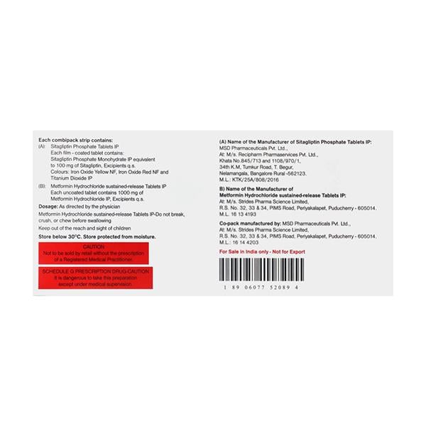 Janumet XR CP 100/1000mg Combipack Tablet 7'S