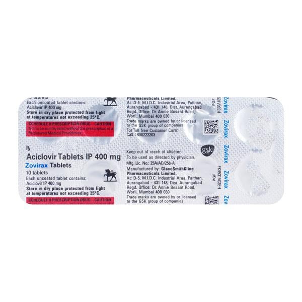 Zovirax 400mg Tablet 10'S