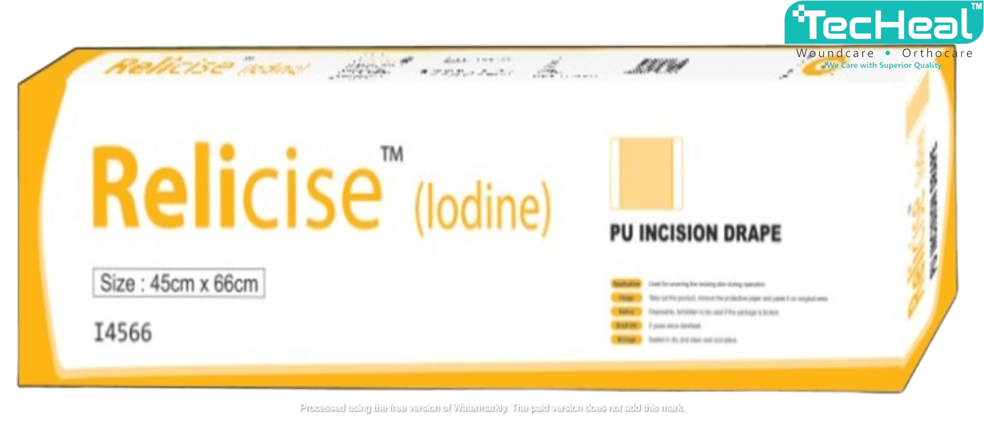 TecHeal Sterisil Relicise Iodine PU Incision Drape - Global Surgicals