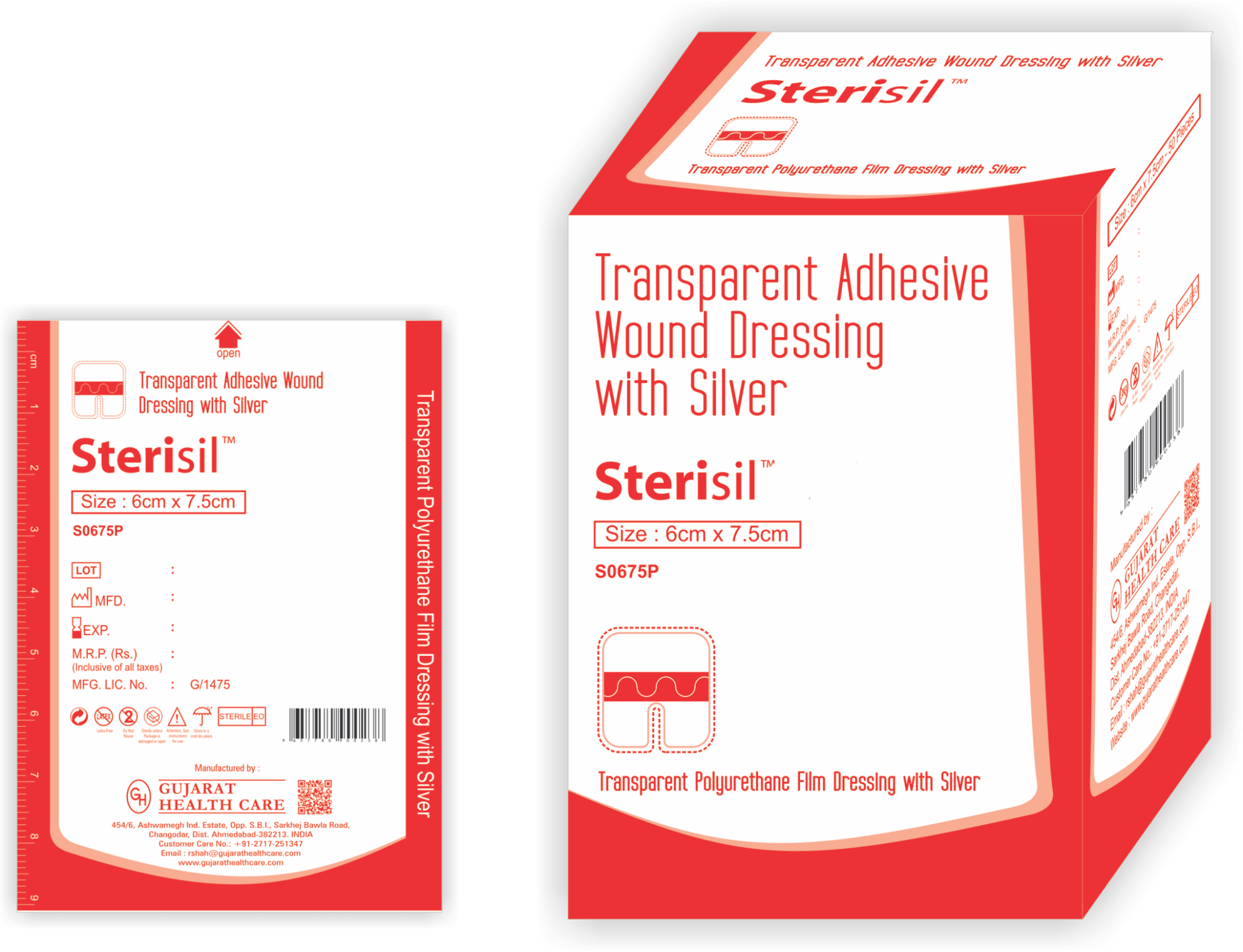 TecHeal Sterisil Transparent Adhesive Wound Dressing With Silver Pad - Global Surgicals