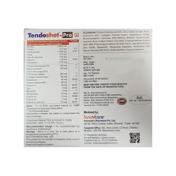 TENDOSHOT PRO Tablet 15's - Global Surgicals