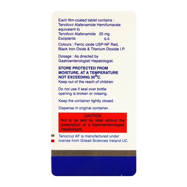 Tenocruz Af 25Mg Tablet 30's - Global Surgicals