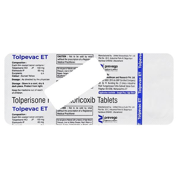 TOLPEVAC ET Tablet 10's - Global Surgicals