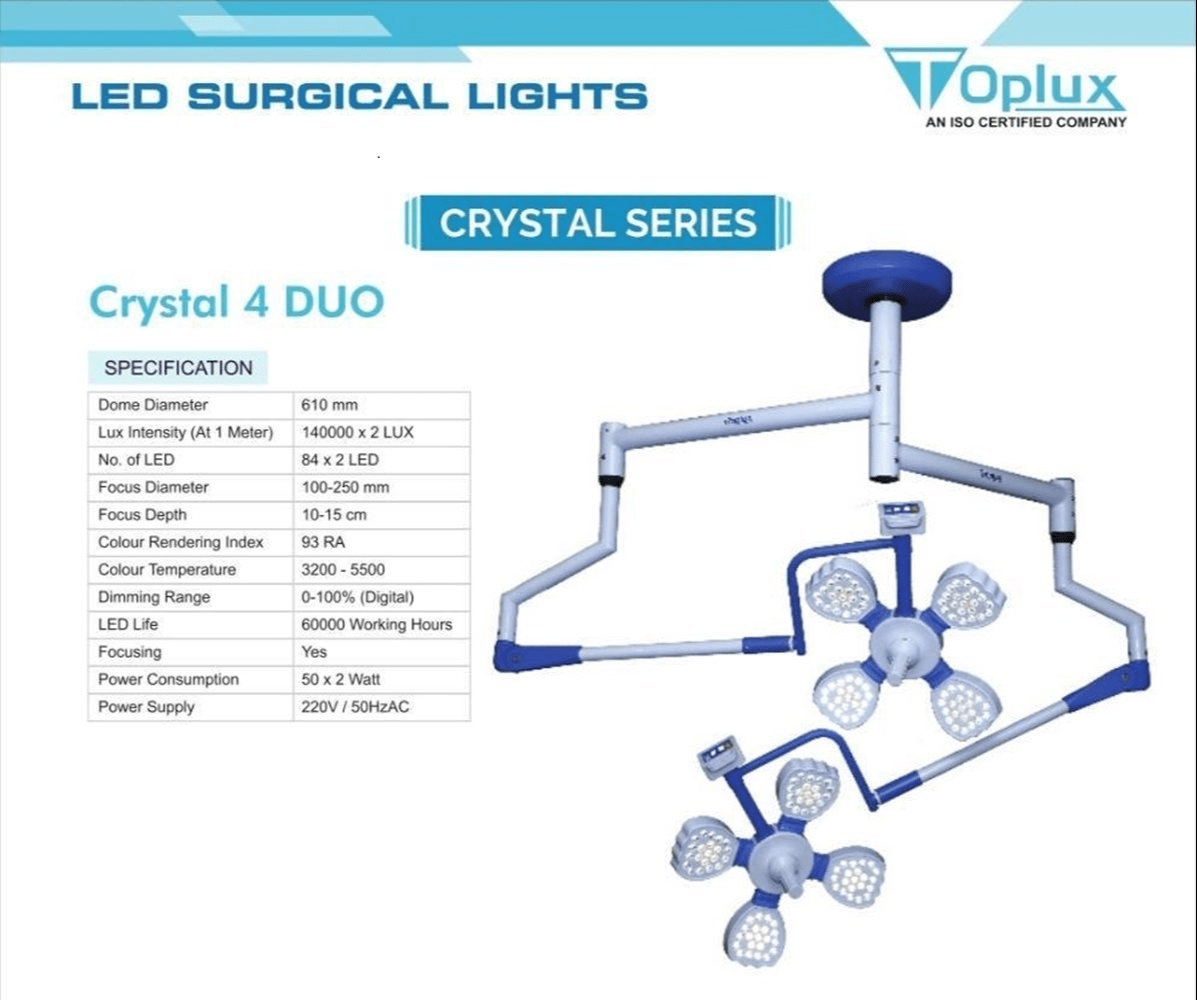Toplux Crystal - 4 Duo Double Dome LED OT Light - Global Surgicals