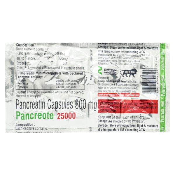 PANCREOTE 25000 Capsule 10's