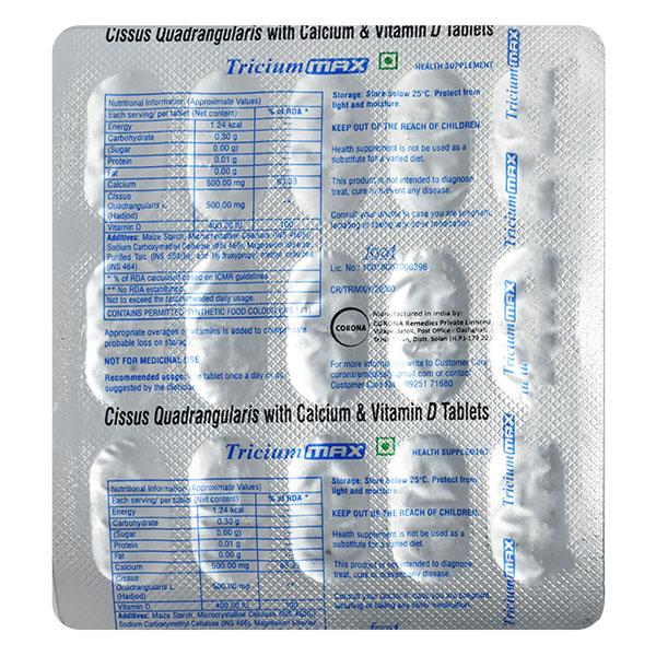 TRICIUM MAX Tablet 15's - Global Surgicals