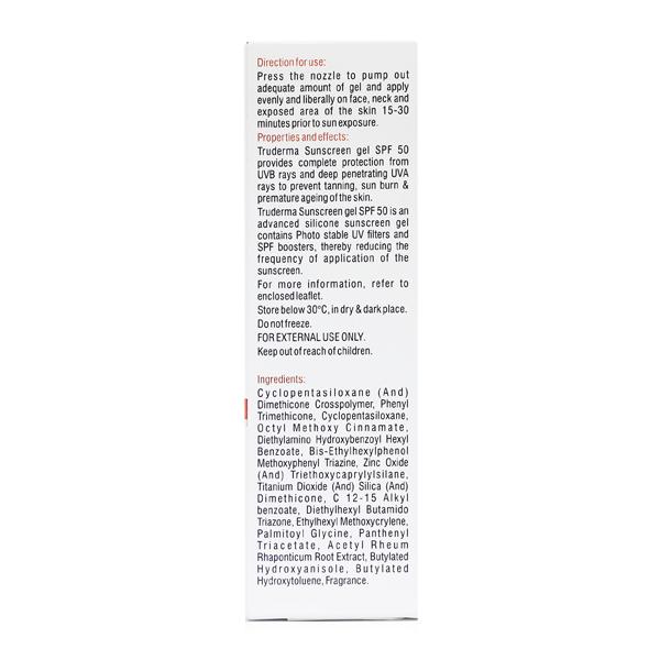 TRUDERMA SUNSCREEN SPF 50 Gel(Topical) 50gm - Global Surgicals