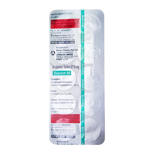 TRUVERT 16mg Tablet 10's - Global Surgicals
