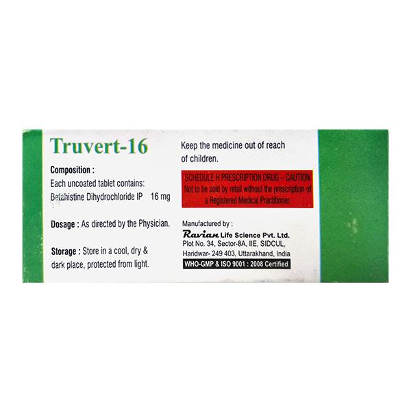 TRUVERT 16mg Tablet 10's - Global Surgicals