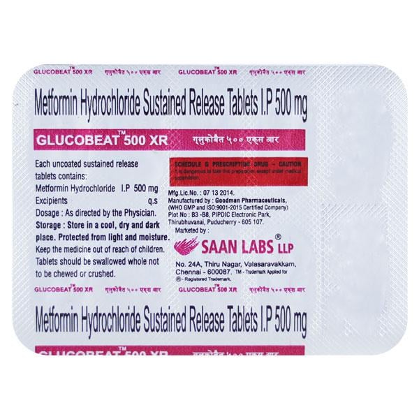 GLUCOBEAT XR 500mg Tablet 10's