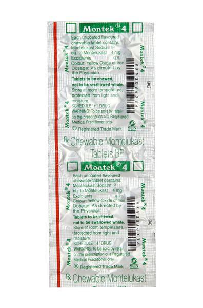 Montek 4mg Tablet 10'S